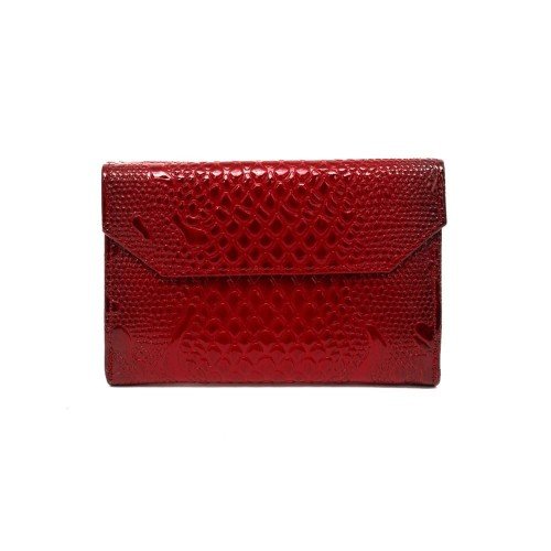 Дамско портмоне ENZO NORI модел CANDY естествена кожа червен змийски принт